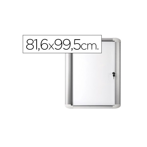 Vitrina de anuncio bi office magnetica 816x995 mm para exterior com moldura de aluminio e fechadura