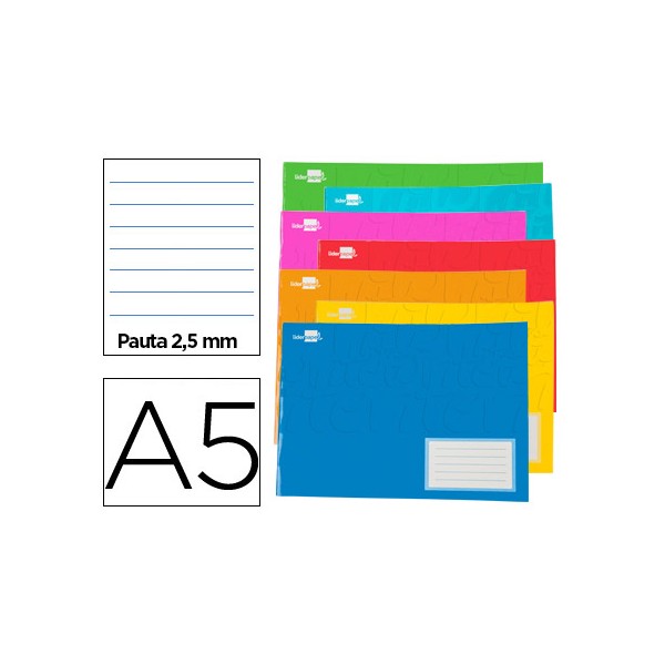 Caderno agrafado liderpapel din a5 32 f ao baixo pauta 25 mm com margem cores sortidas