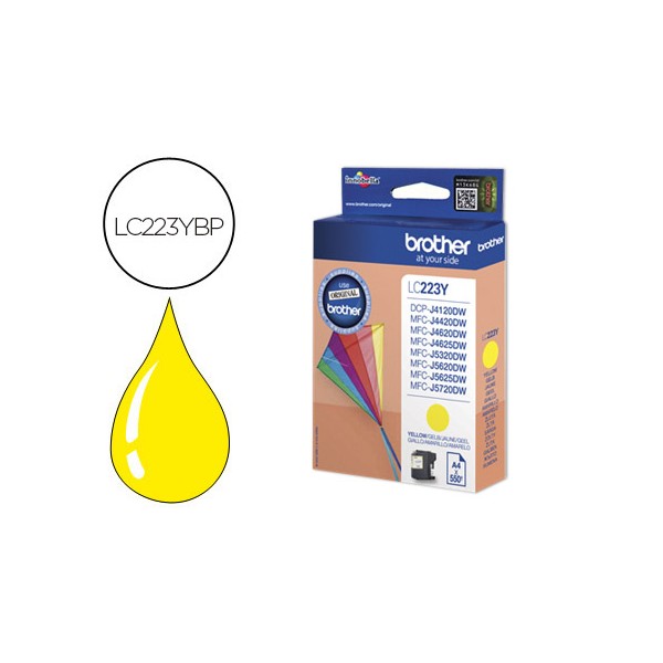 Tinteiro brother lc 223cbp yellow 550 pag dcp4120dw mfcj4420dw mfcj4620dw mfcj5320dw