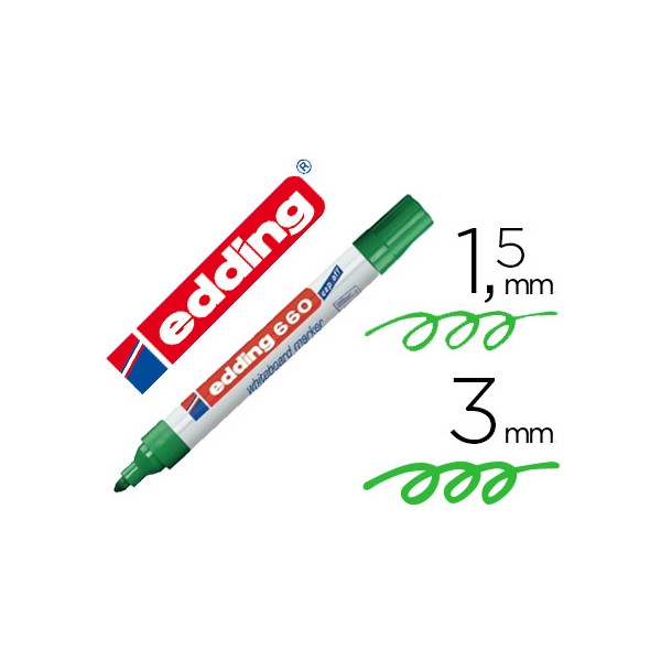 Marcador edding para quadro branco 660 cor verde ponta redonda 3 mm recarregavel