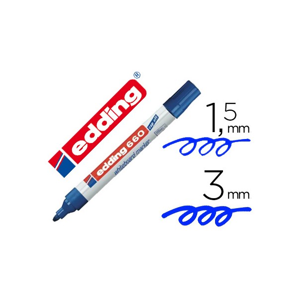 Marcador edding para quadro branco 660 cor azul ponta redonda 3 mm recarregavel