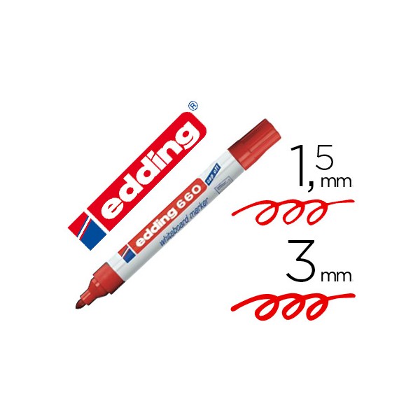 Marcador edding para quadro branco 660 cor vermelho ponta redonda 3 mm recarregavel