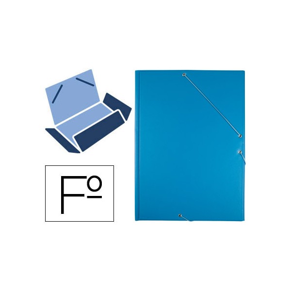 Pasta de elasticos liderpapel folio 3 abas cartao forrado pvc azul