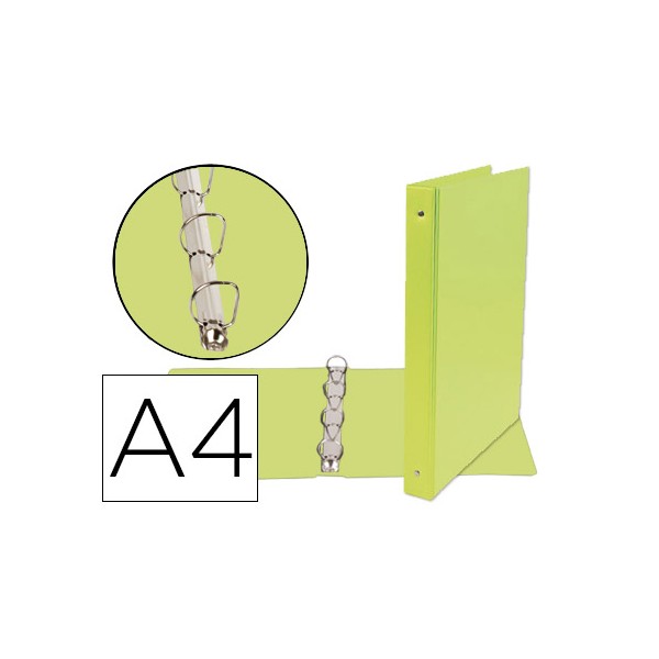 Pasta liderpapel cartao forrado pvc din a4 4 aneis 25 mm mistos verde