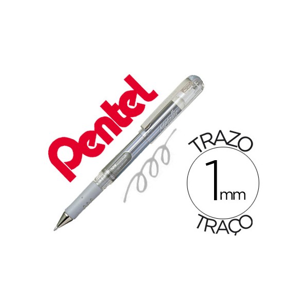 Roller pentel hybrid gel k230m ponta de 10 mm cor prata