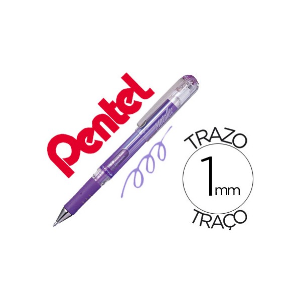 Roller pentel hybrid gel k230m ponta de 10 mm cor violeta metalico