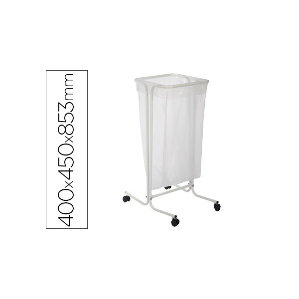 Suporte cep para sacos de lixo de 110 litros em plastico e aco com rodas 400x450x853 mm