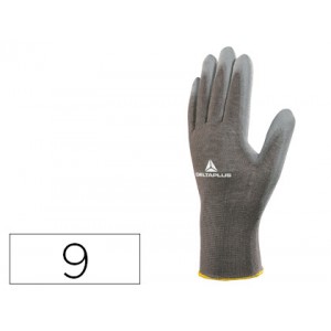 Luvas deltaplus poliester com impregnacao poliuretano na palma e dedos punho elastico cor cinza formato 09