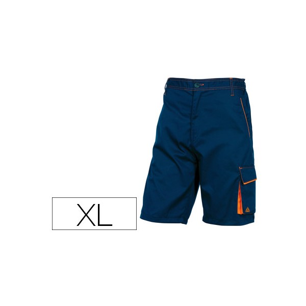 Bermuda deltaplus com cintura ajustavel e 5 bolsos cor azul laranja formato xl