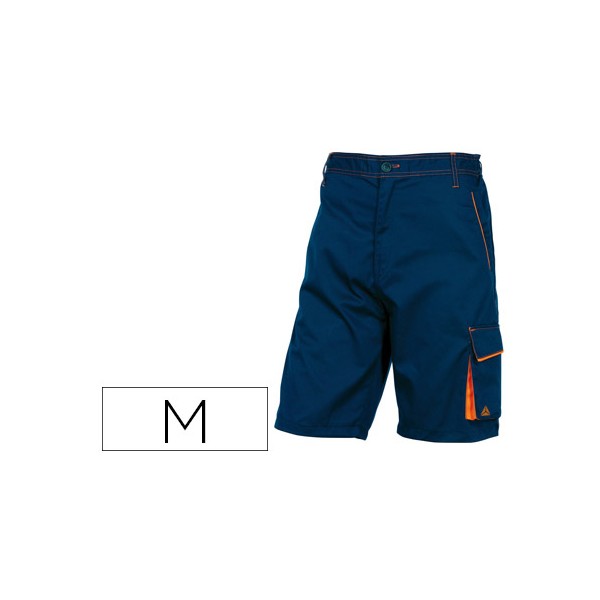 Bermuda deltaplus com cintura ajustavel e 5 bolsos cor azul laranja formato m