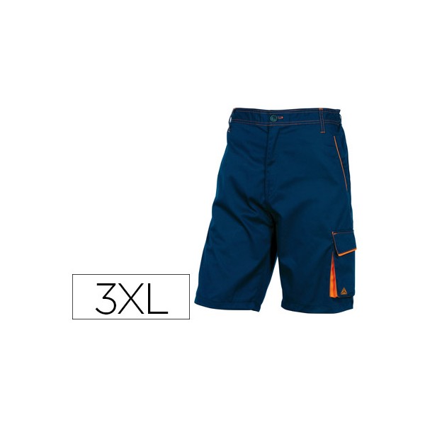 Bermuda deltaplus com cintura ajustavel e 5 bolsos cor azul laranja formato xxxl