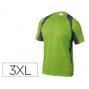 T shirt deltaplus poliester manga curta colarinho redondo tratamento secagem rapida cor verde cinza formato xxxl