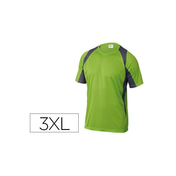 T shirt deltaplus poliester manga curta colarinho redondo tratamento secagem rapida cor verde cinza formato xxxl