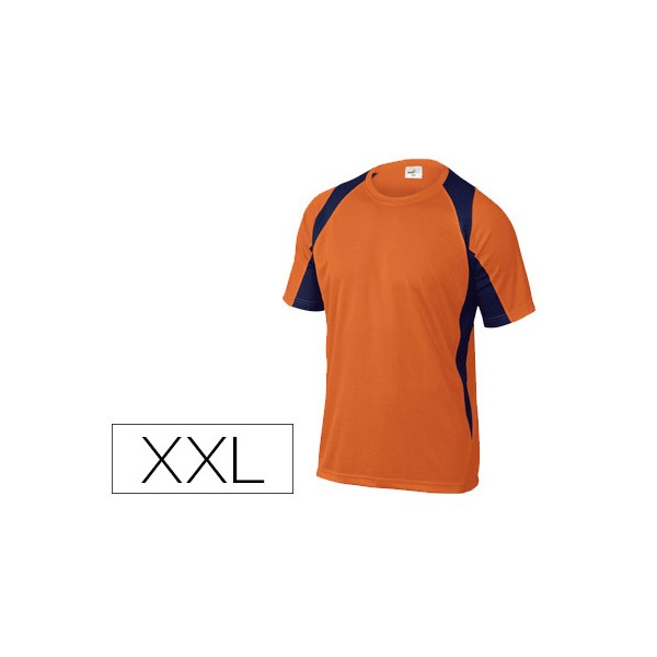 T shirt deltaplus poliester manga curta colarinho redondo tratamento secagem rapida cor laranja marinho formato xxl