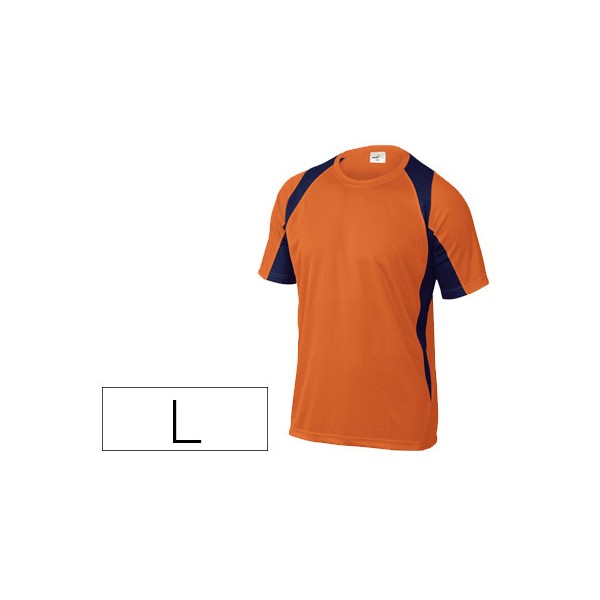 T shirt deltaplus poliester manga curta colarinho redondo tratamento secagem rapida cor laranja marinho formato l