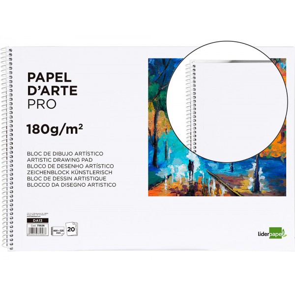 Bloco de desenho liderpapel artistico espiral 460x325mm 20 folhas 180 gr sem esquadria