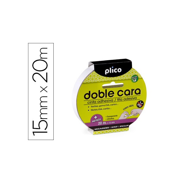 Fita adesiva plico dupla face 15mm x 20mt