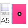 Caderno espiral liderpapel din a5 antartik capa dura 80 f 100 gr quadricula 5 mm com margem cor rosa fluor