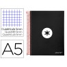 Caderno espiral liderpapel din a5 antartik capa forrada 120 f 100 gr quadricula 5 mm 5 bandas de cores cor preto