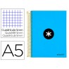 Caderno espiral liderpapel din a5 antartik capa forrada 120 f 100 gr quadricula 5 mm 5 bandas de cores cor azul