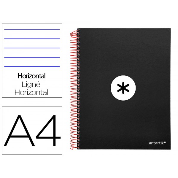 Caderno espiral liderpapel din a4 antartik capa forrada 120 f 100 gr pautado 5 bandas cor preto