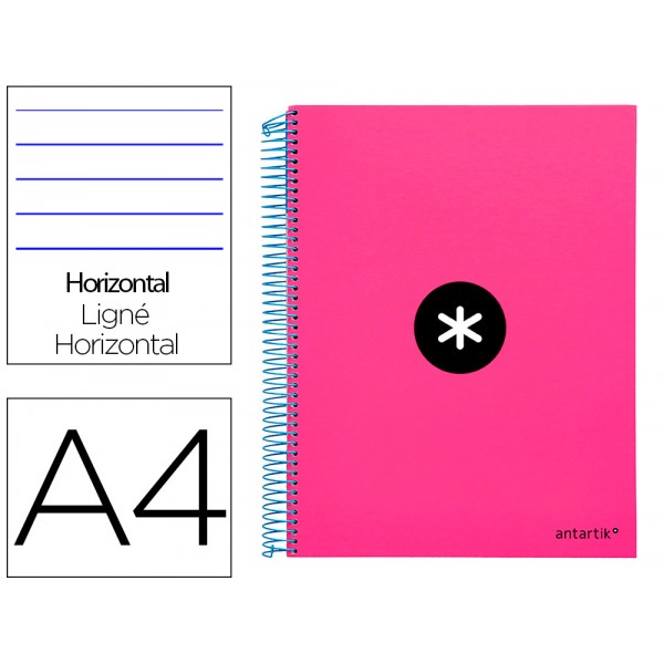 Caderno espiral liderpapel din a4 antartik capa forrada 120 f 100 gr pautado 5 bandas cor rosa