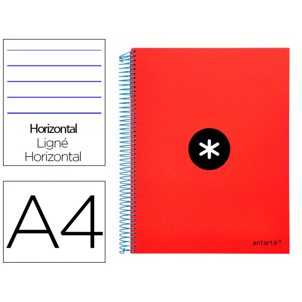 Caderno espiral liderpapel din a4 antartik capa forrada 120 f 100 gr pautado 5 bandas cor vermelho