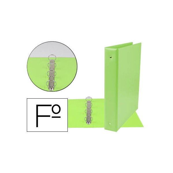 Pasta liderpapel 4 aneis 40 mm redondos plastico folio cor verde pistacho