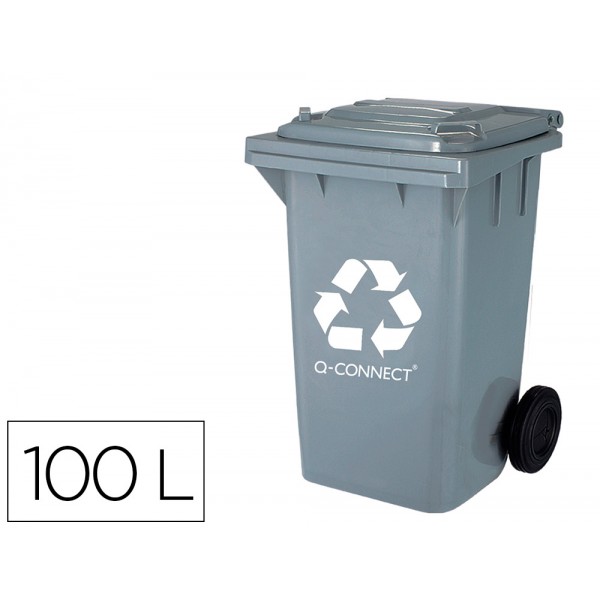 Contentor de lixo q connect plastico 100l com capa cinza 75x37x47 cm