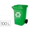 Contentor de lixo q connect plastico 100l com capa verde 75x37x47 cm