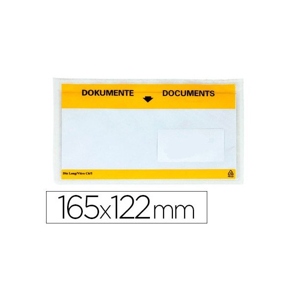 Envelope autoadesivo q connect porta documentos multilingue 165x122 mm janela transparente pack de 100 unidades