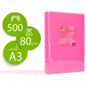 Papel de cor q connect din a3 80gr rosa intenso pack de 500 folhas