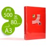 Papel de cor q connect din a3 80gr vermelho intenso pack de 500 folhas