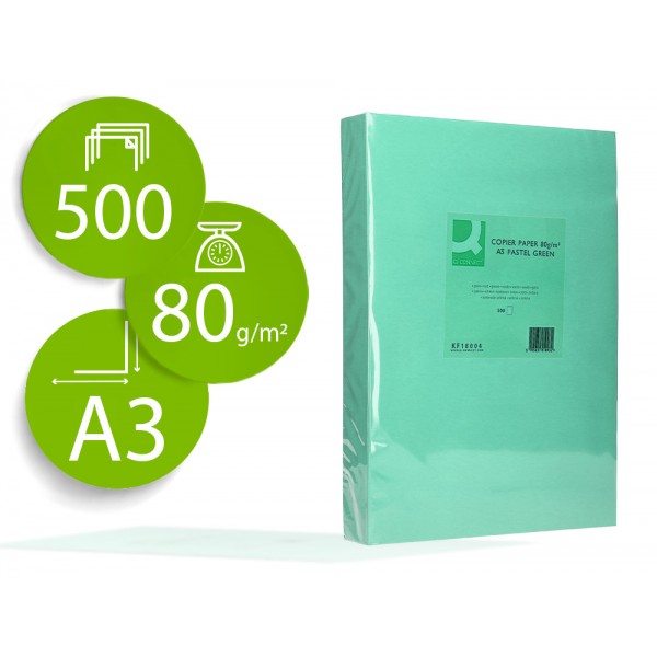 Papel de cor q connect din a3 80 gr verde pack de 500 folhas