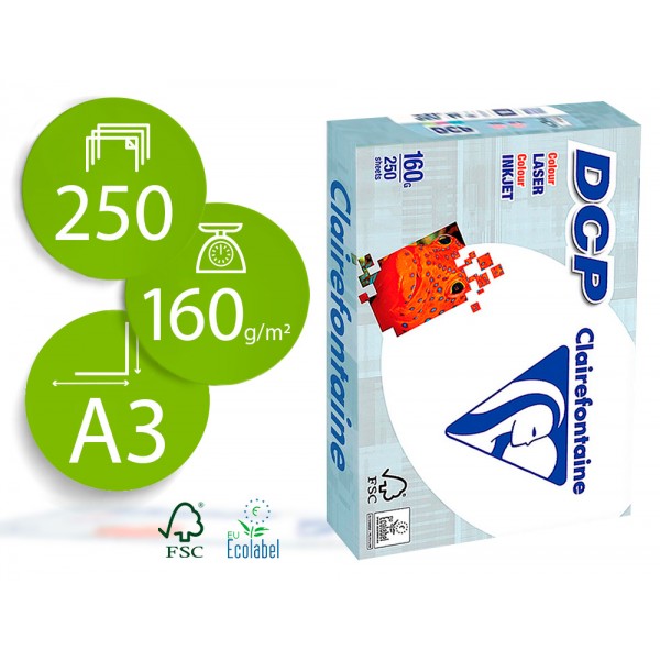 Papel fotocopia clairefontaine din a3 160 gr pack de 250 folhas