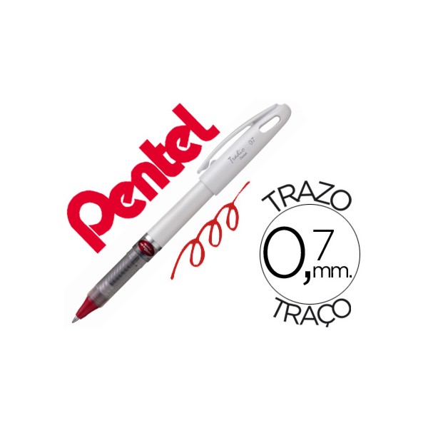 Roller pentel energel tradio corpo na cor branco ponta 07 mm e tinta vermelha