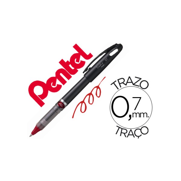 Roller pentel energel tradio corpo na cor preto ponta 07 mm e tinta vermelha