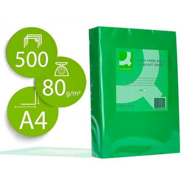 Papel de cor q connect din a4 80gr verde intenso pack de 500 folhas