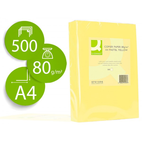 Papel de cor q connect din a4 80gr amarelo pack de 500 folhas