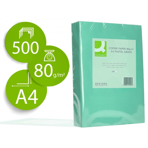 Papel de cor q connect din a4 80 gr verde pack de 500 folhas