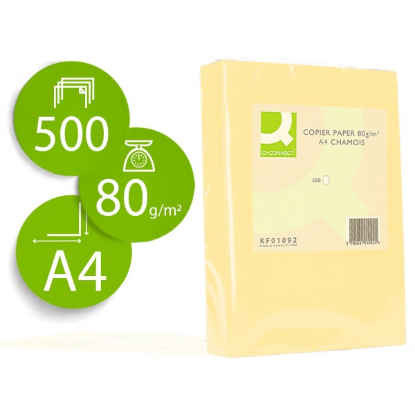 Papel de cor q connect din a4 80gr champanhe pack de 500 folhas