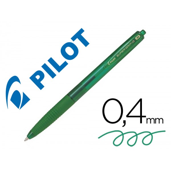 Esferografica pilot supergrip g verde retratil sujeicao de borracha tinta base de oleo