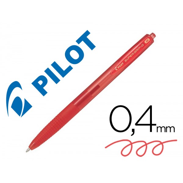 Esferografica pilot supergrip g rojo retratil sujeicao de borracha tinta base de oleo