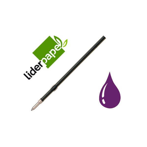 Recarga esferografica liderpapel gummy touch retratil 10 mm tinta violeta pack 10 unidades