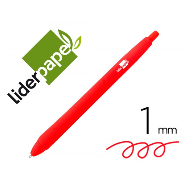 Esferografica liderpapel gummy touch retratil 10 mm tinta vermelho