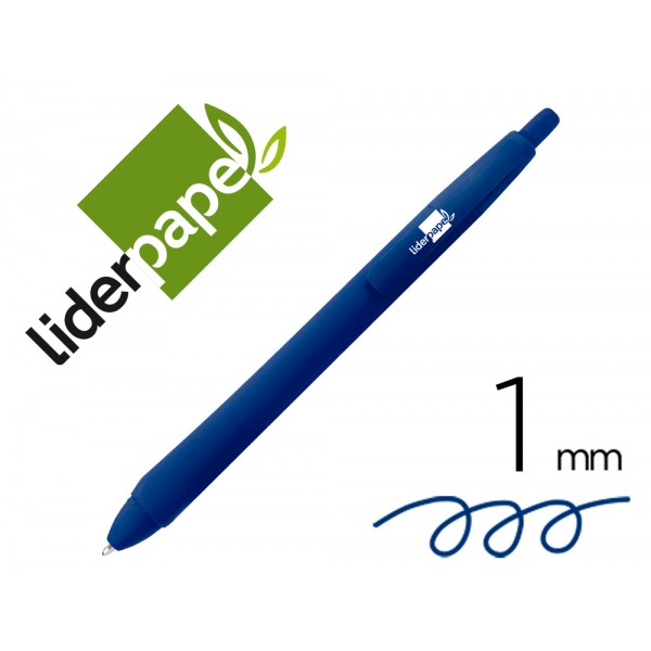 Esferografica liderpapel gummy touch retratil 10 mm tinta azul