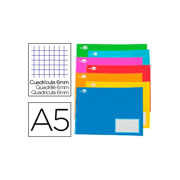 Caderno agrafado liderpapel din a5 32 f quadricula 6 mm com margem cores sortidas