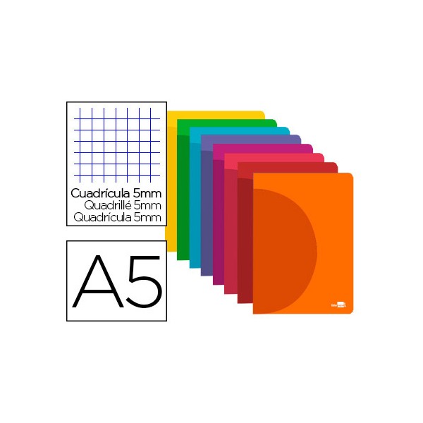 Caderno agrafado liderpapel 360 capa de plastico din a5 48 f 90 gr 5mm com dupla margem cores sortidas