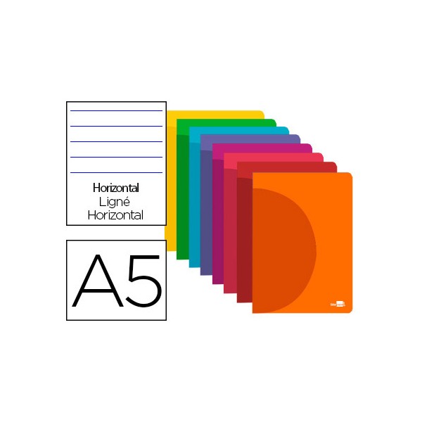 Caderno agrafado liderpapel 360 capa de plastico din a5 48 f 90 gr pautado com dupla margem cores sortidas