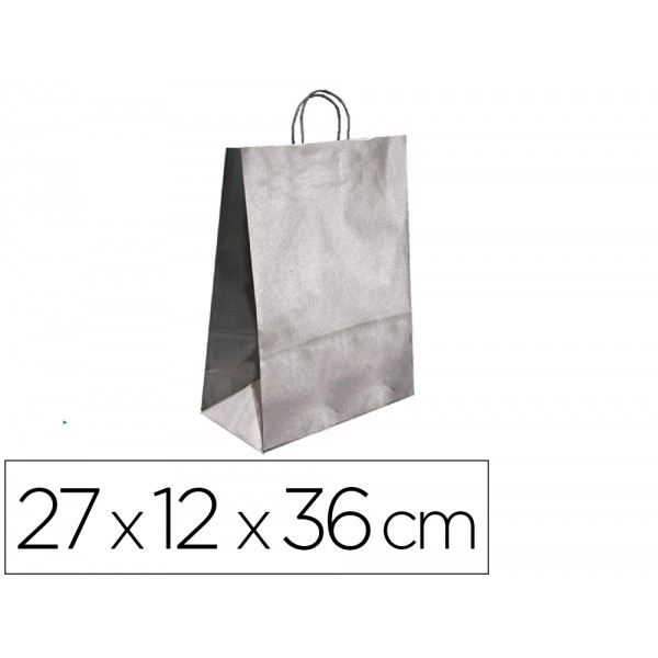 Bolsa kraft q connect prata asa retorcida 270x120x360 mm